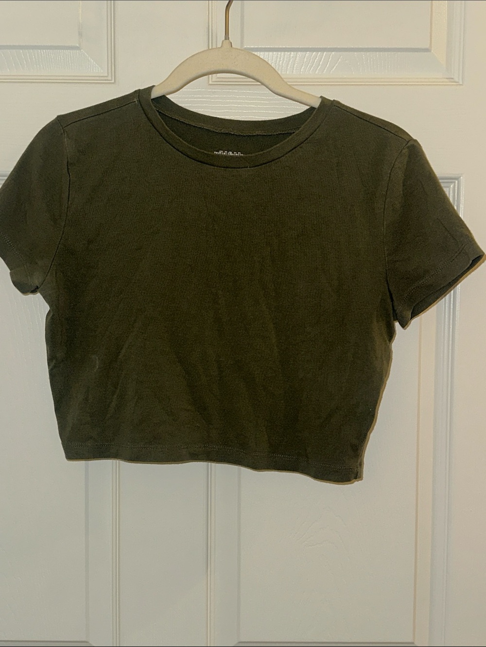 wild fable Olive Crop Tee - Short Sleeve Crew Neck